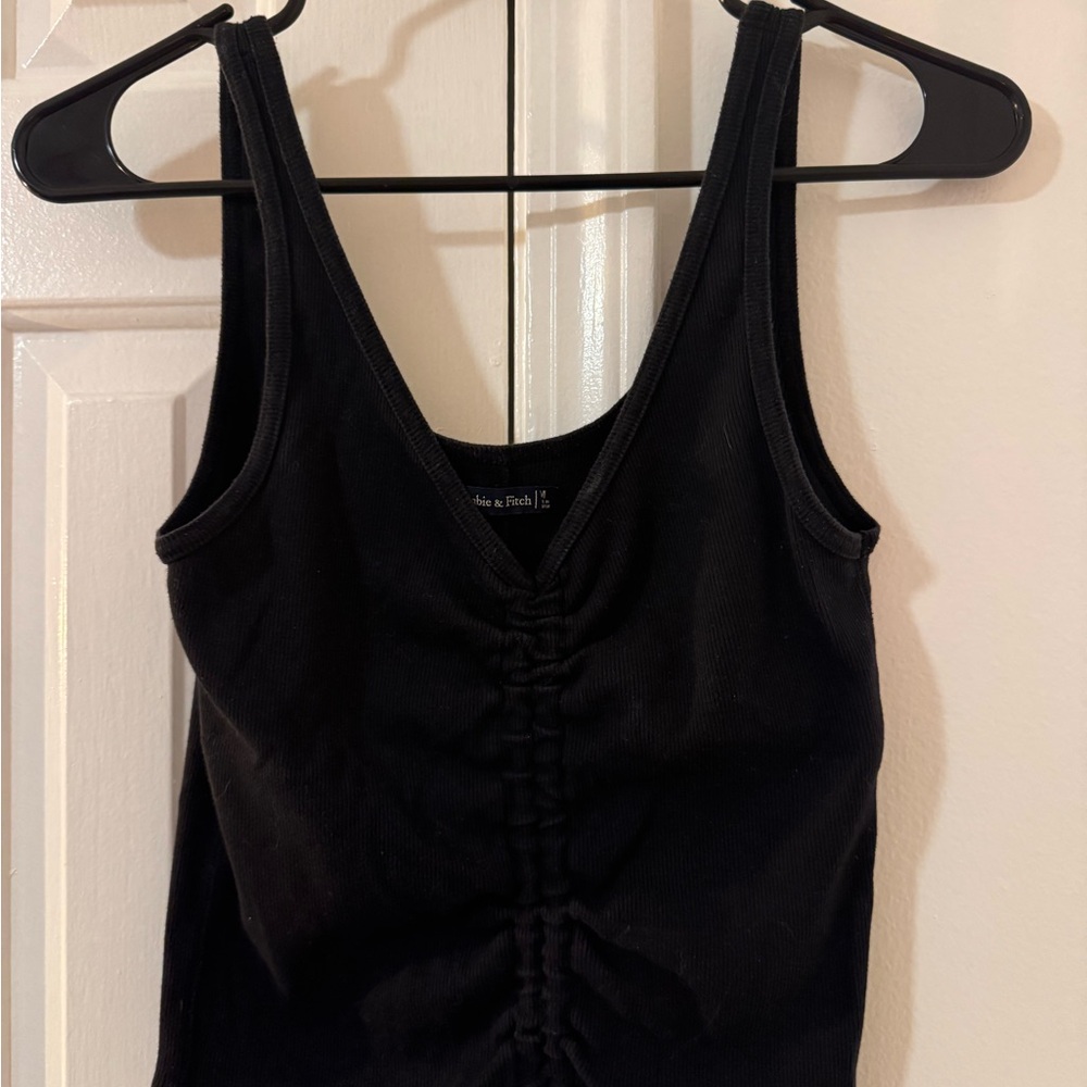 Abercrombie & Fitch Black Gathered Tank Top